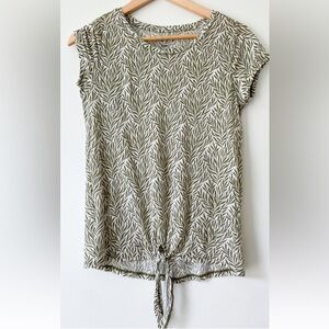 Loft linen leaf tie front top. Size S.